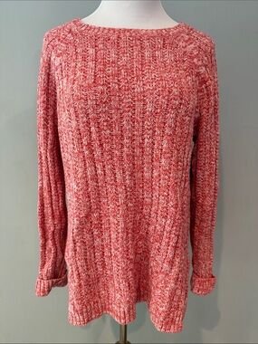 GAP Red and white Marled Ribbed Crewneck Sweater- L